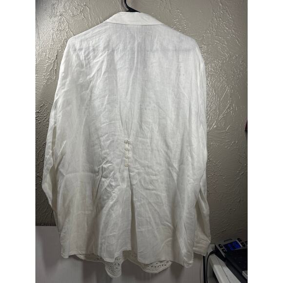 Womens J Jill love Linen Lace Cut Out Front Linen Button Shirt Cover Up Size XL - Picture 4 of 7